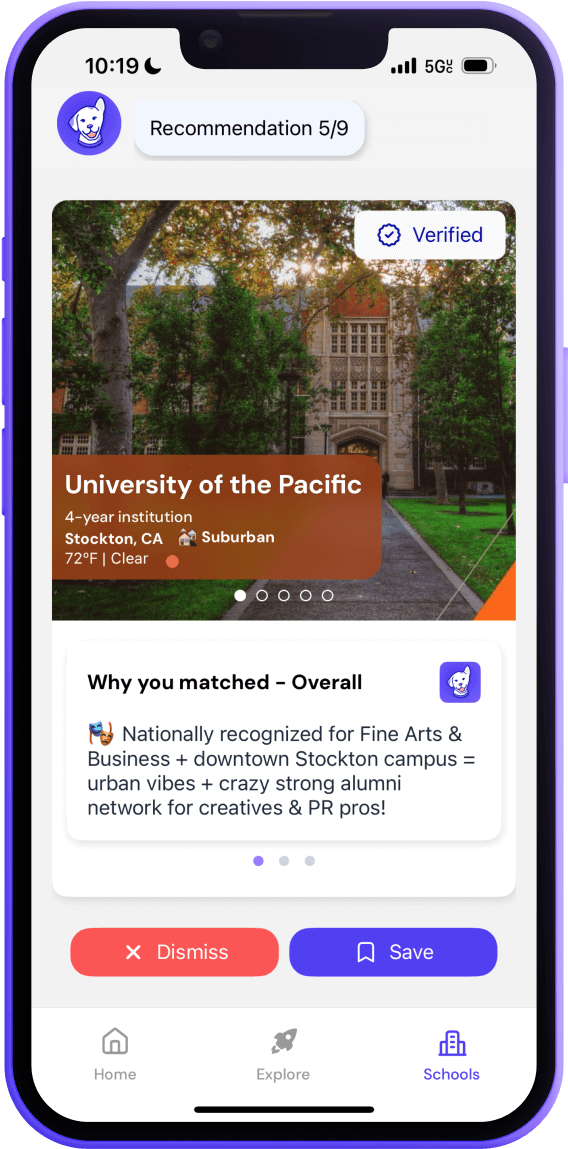 Loper app phone screen featuring Miami University profile page