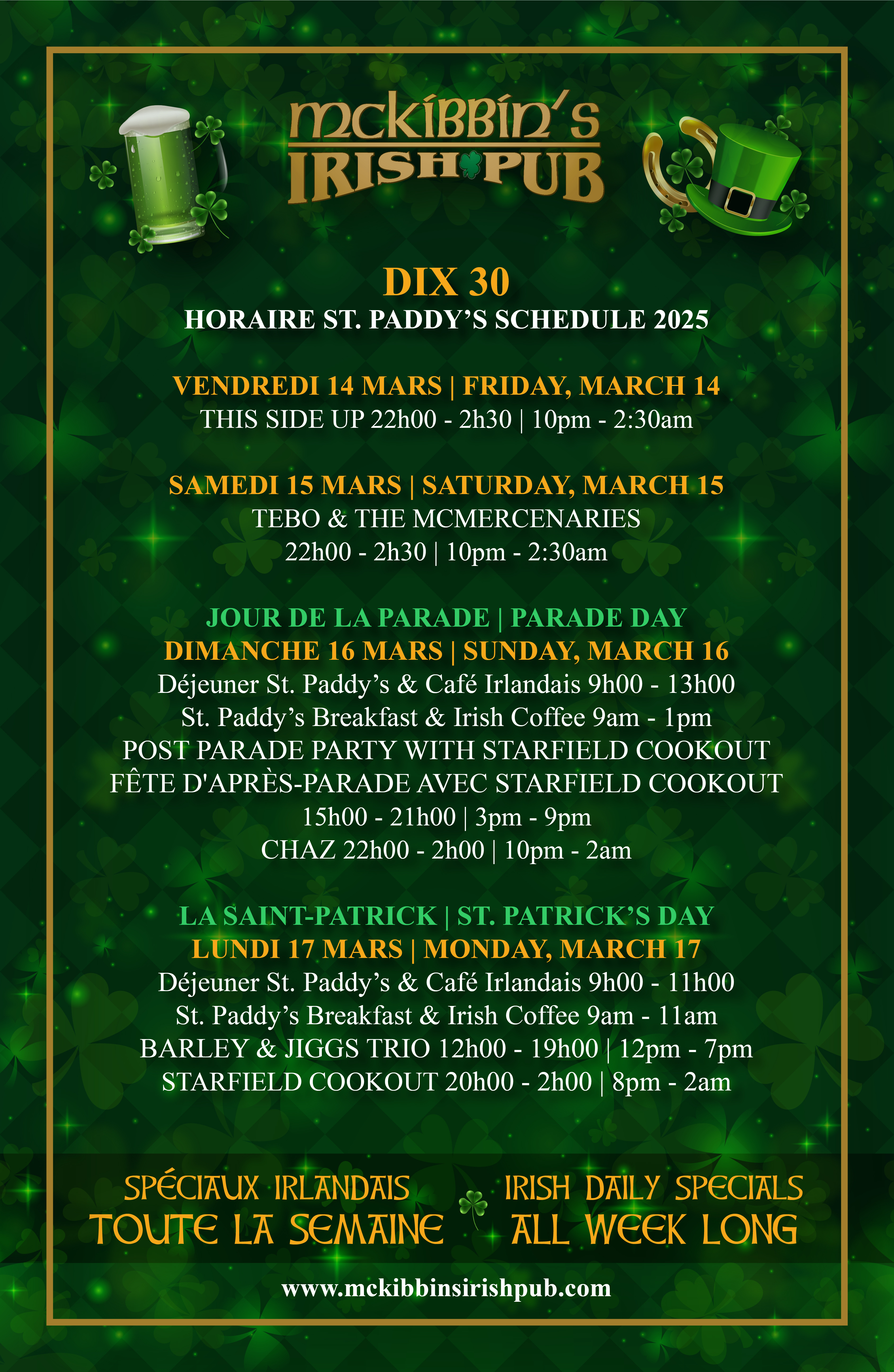 Dix30 St Patrick's Weekend Schedule