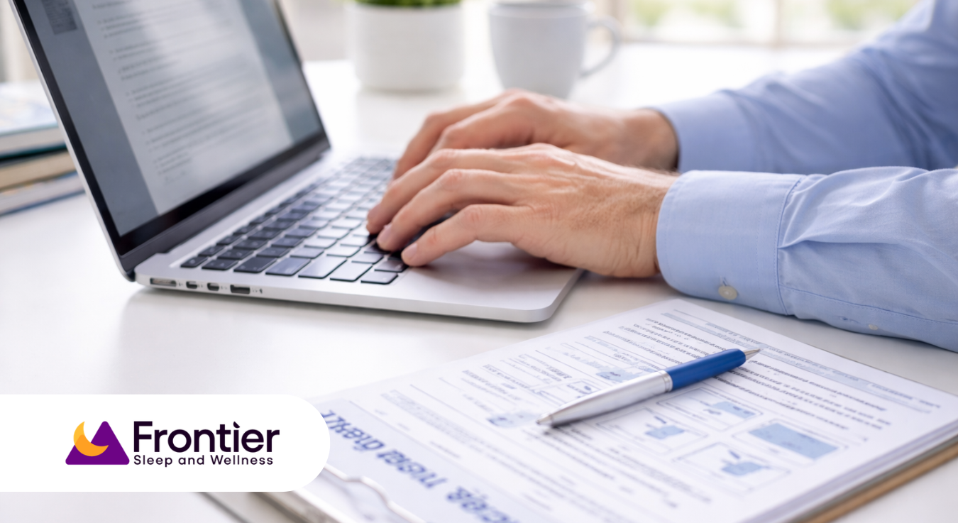 Person reviewing insurance forms and billing documents online to understand oral appliance cost with insurance and payment options