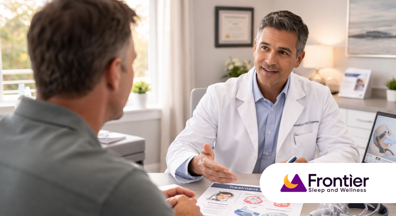 Sleep physician reviewing treatment options with patient to create a personalized sleep apnea care plan