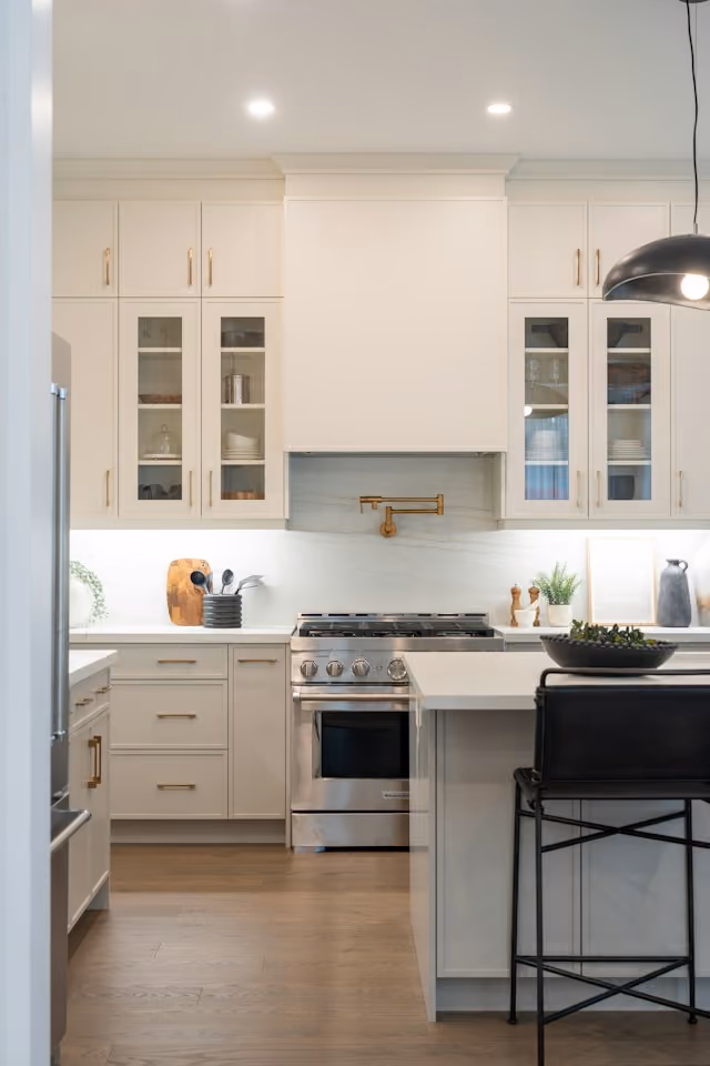Full kitchen renovation with bright white cabinets in Vancouver, WA