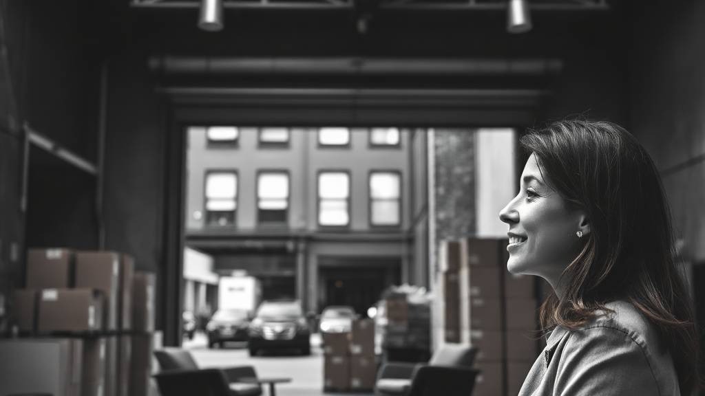 woman smiling with black and white backjground