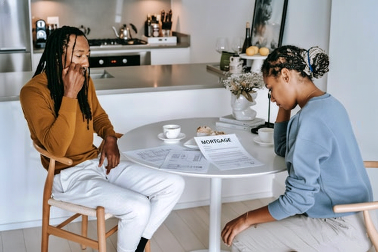 a couple checking on mortgage