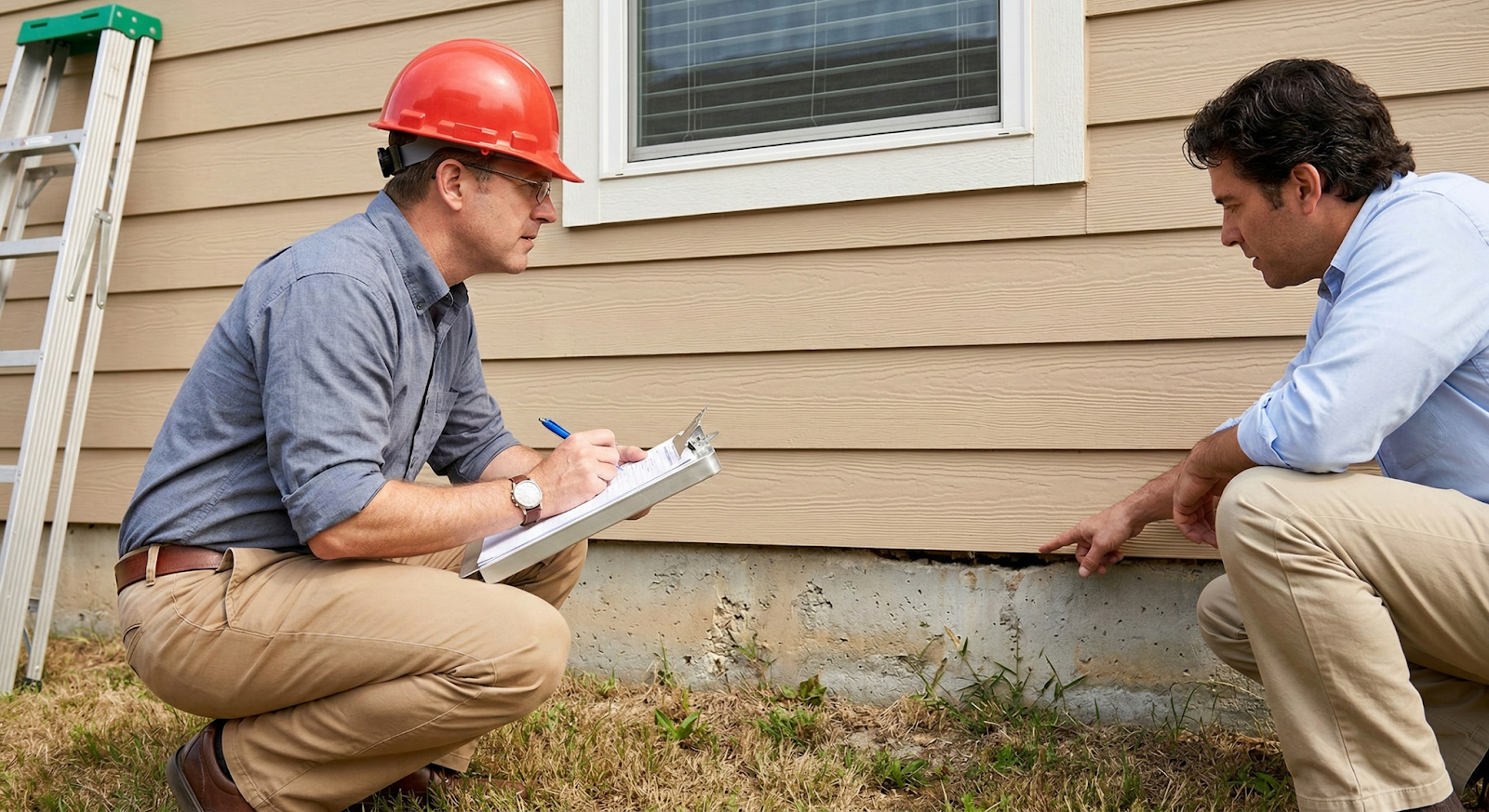 home appraiser inspecting a residential property exterior