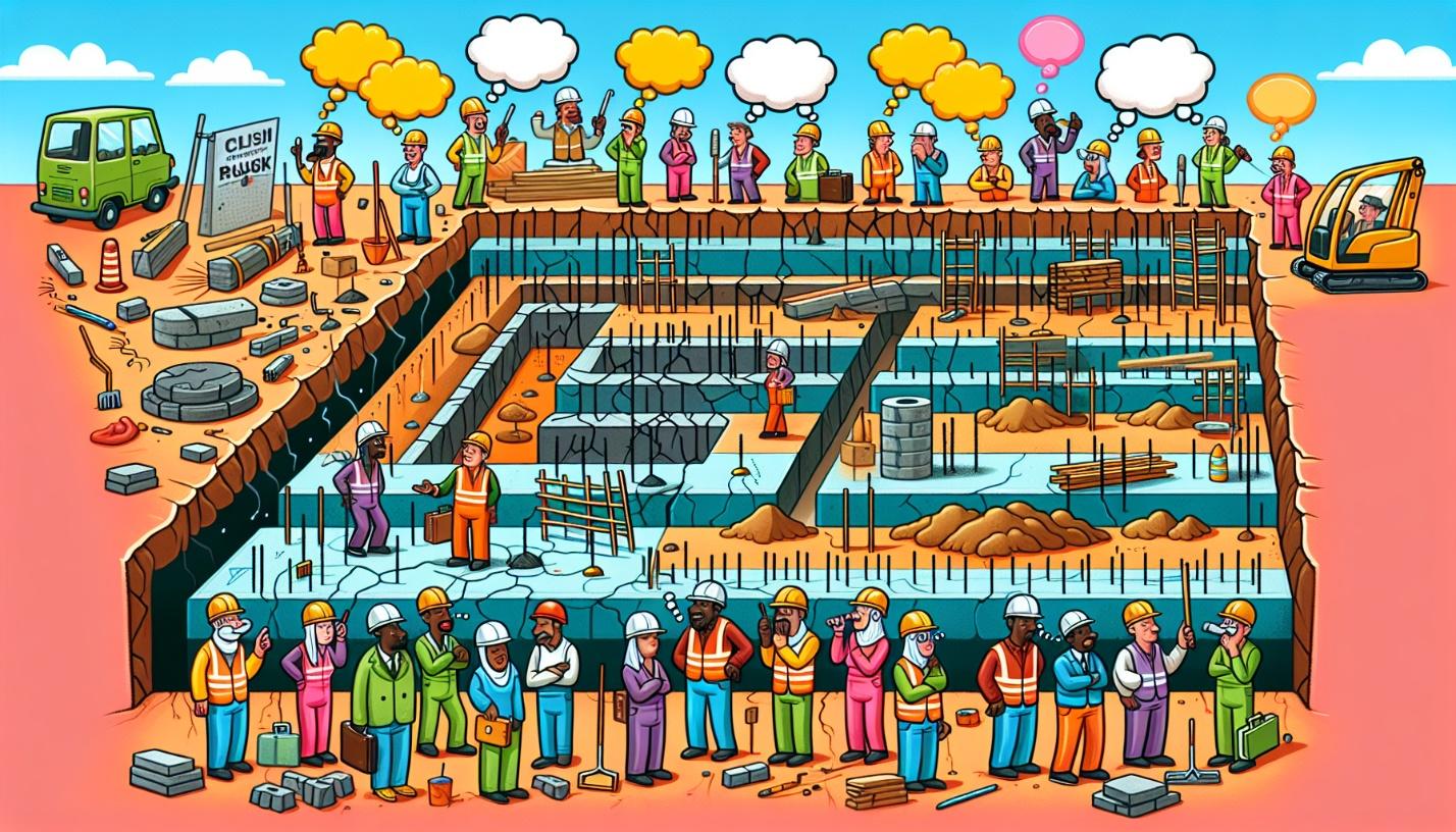 An illustration showing various construction defects such as cracks and poor workmanship.