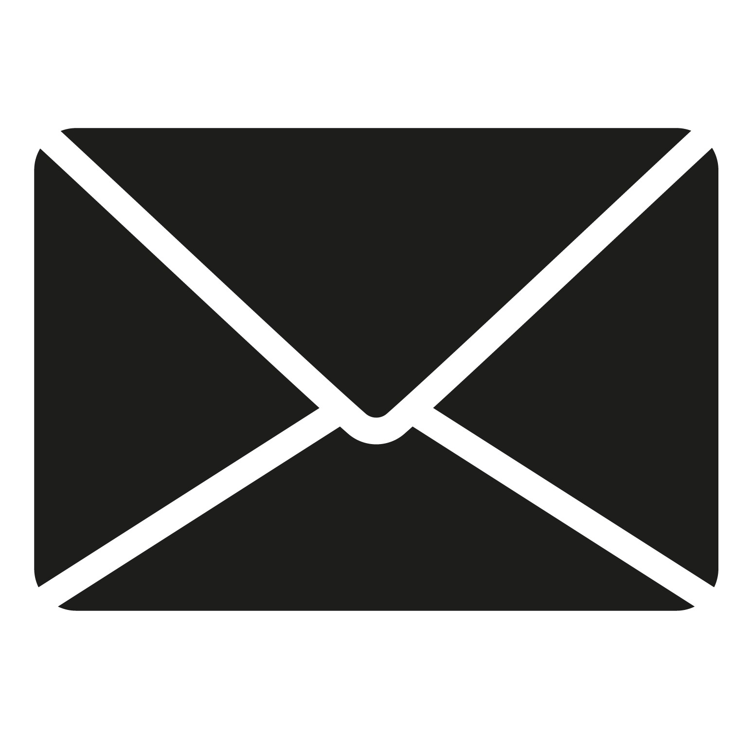 Black envelope icon representing email or message.