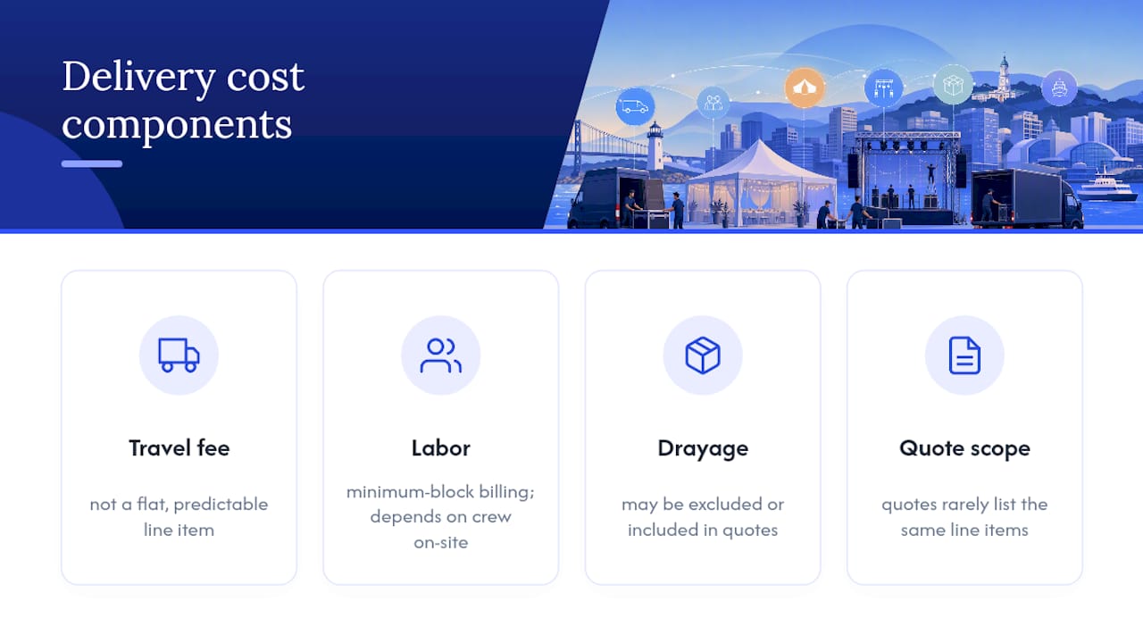 Breakdown of event delivery cost components