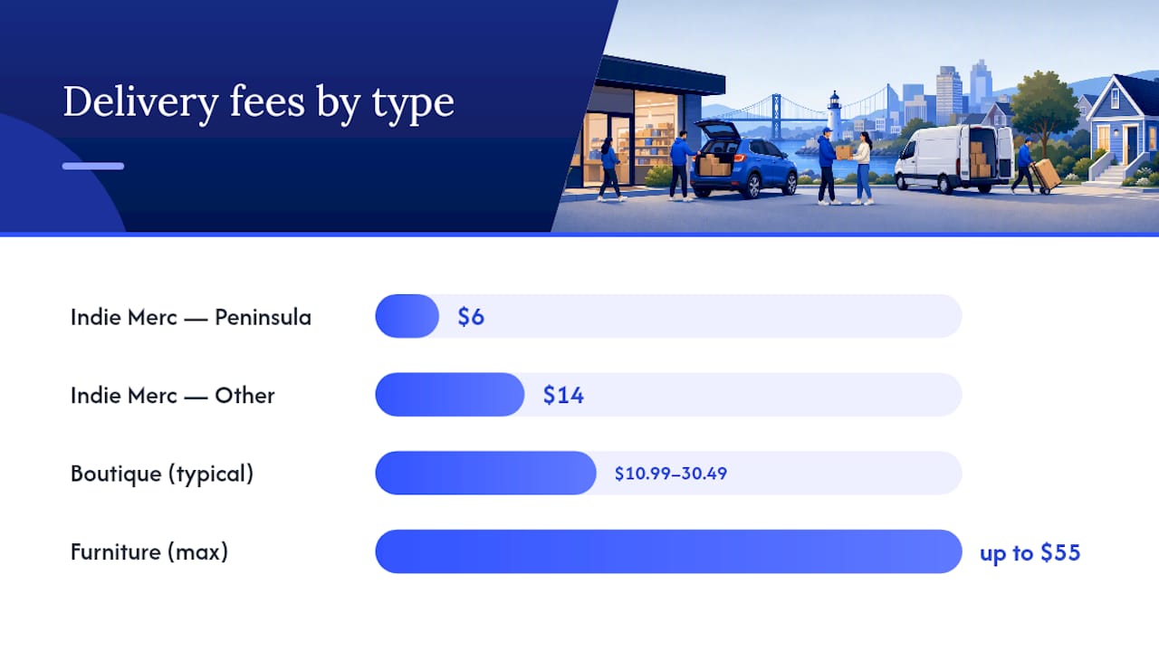 Diagram comparing delivery fees and cutoff times in Halifax