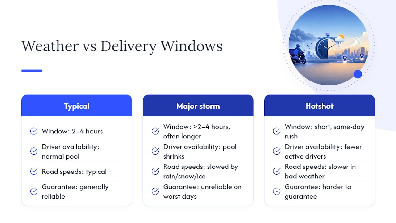 Weather effects on courier delivery times