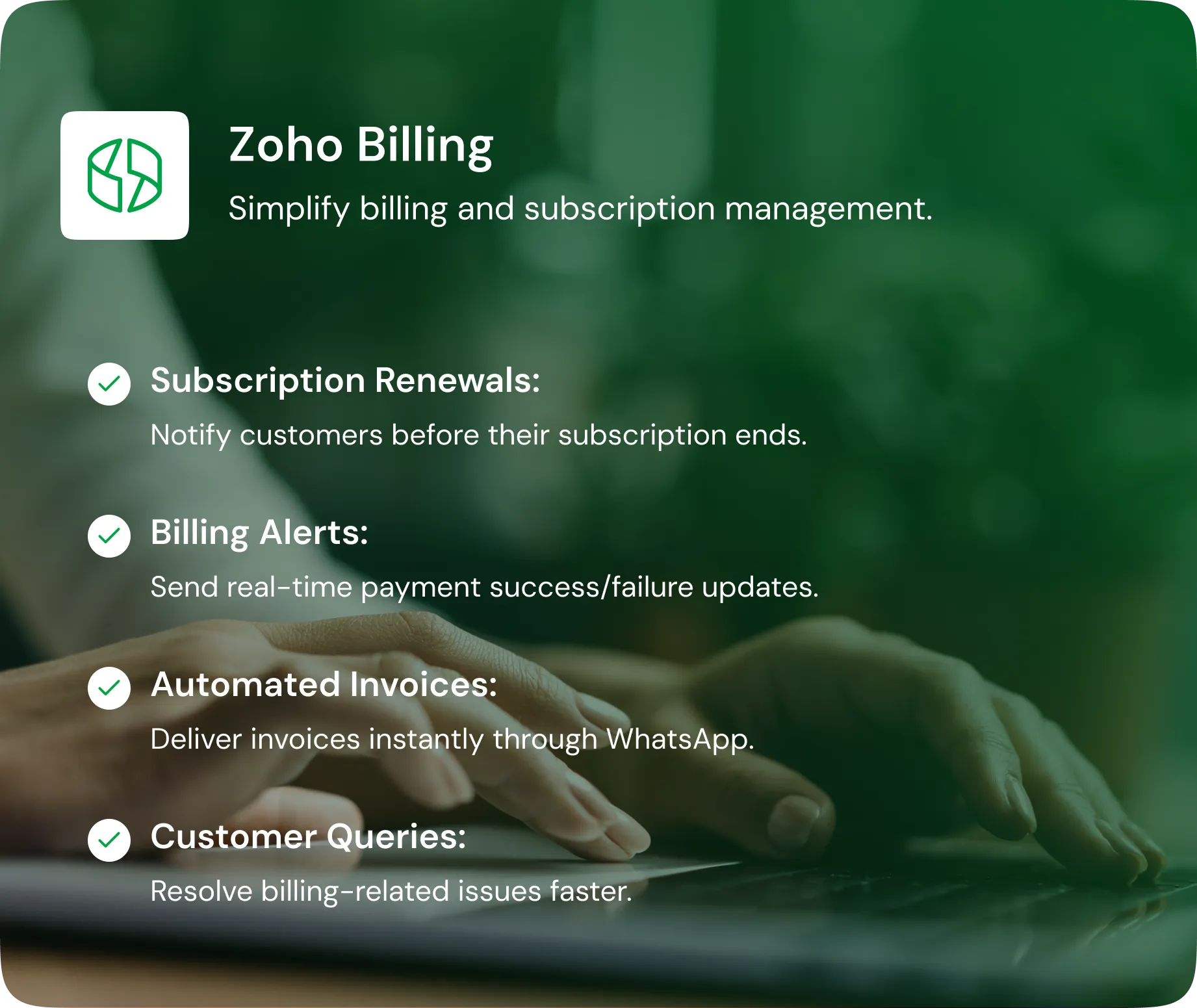 How to integrate zoho with whatsapp