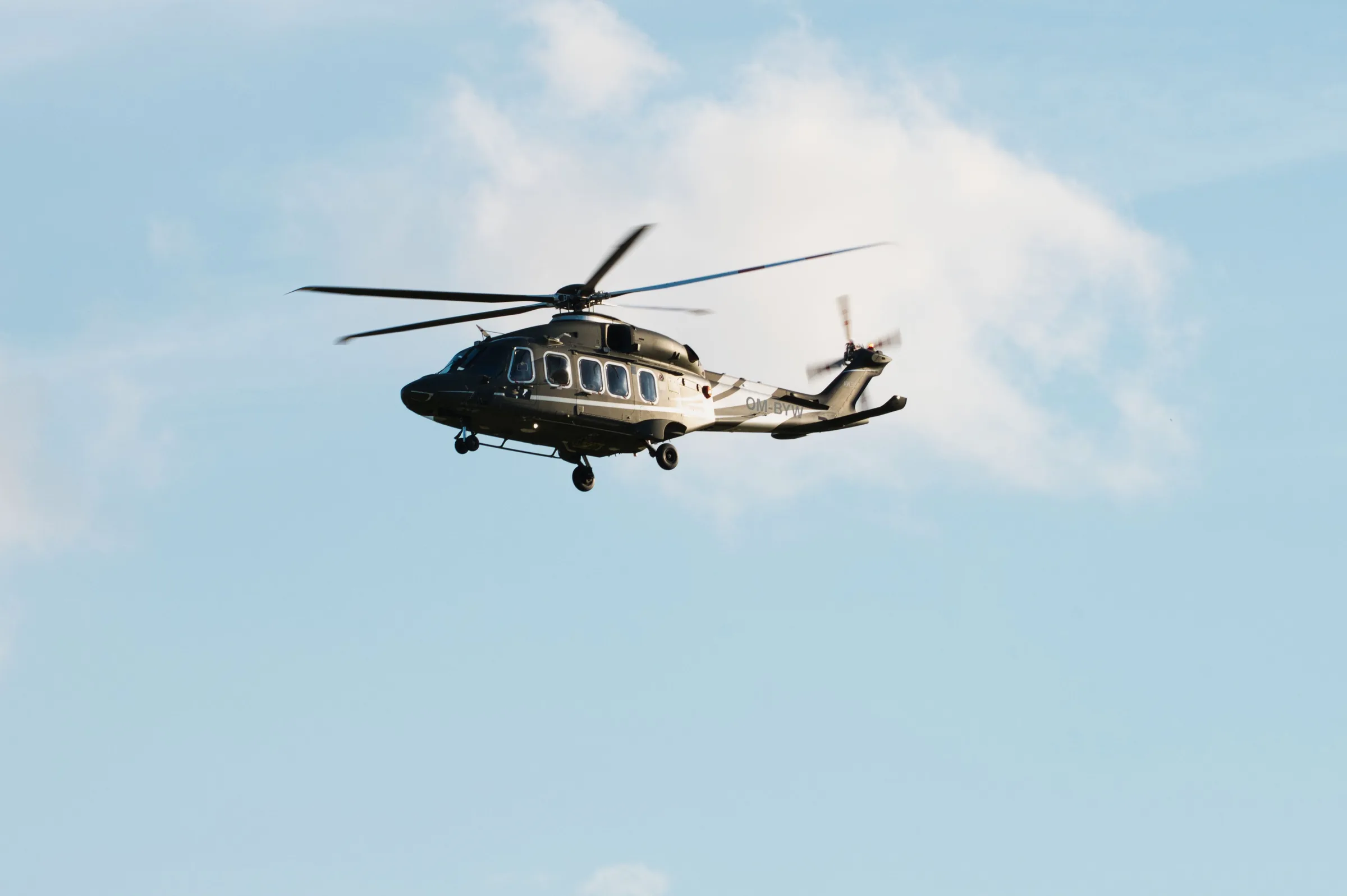 Leonardo AW139 VIP helicopter in flight