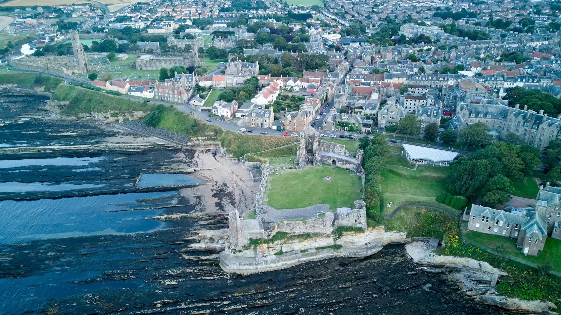 Aerial view of St Andrews and the coast