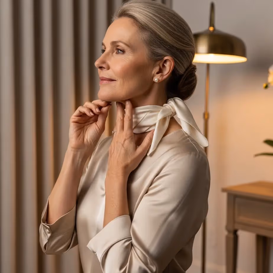 Elegantna večerna scena poudari linijo čeljusti in vratu ter navdihuje samozavestno odločitev za mini, SMAS ali deep plane lifting obraza z diskretnim okrevanjem in poudarkom na naravnem rezultatu.