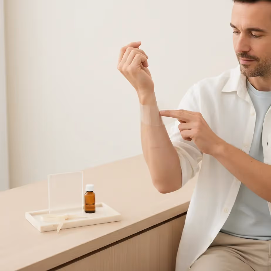 Diskreten fokus na negi brazgotine s silikonskim trakcem; jasen vizual odločitve med laserjem, injekcijami ali izrezom za samozavestno izbiro.