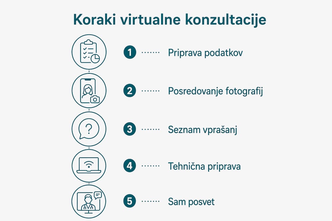 Grafični prikaz korakov v procesu spletnega svetovanja