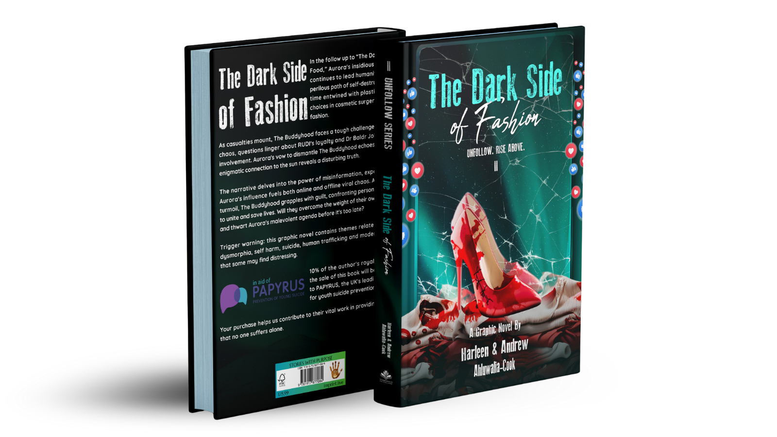 The front and back cover of The Dark Side of Fashion book.