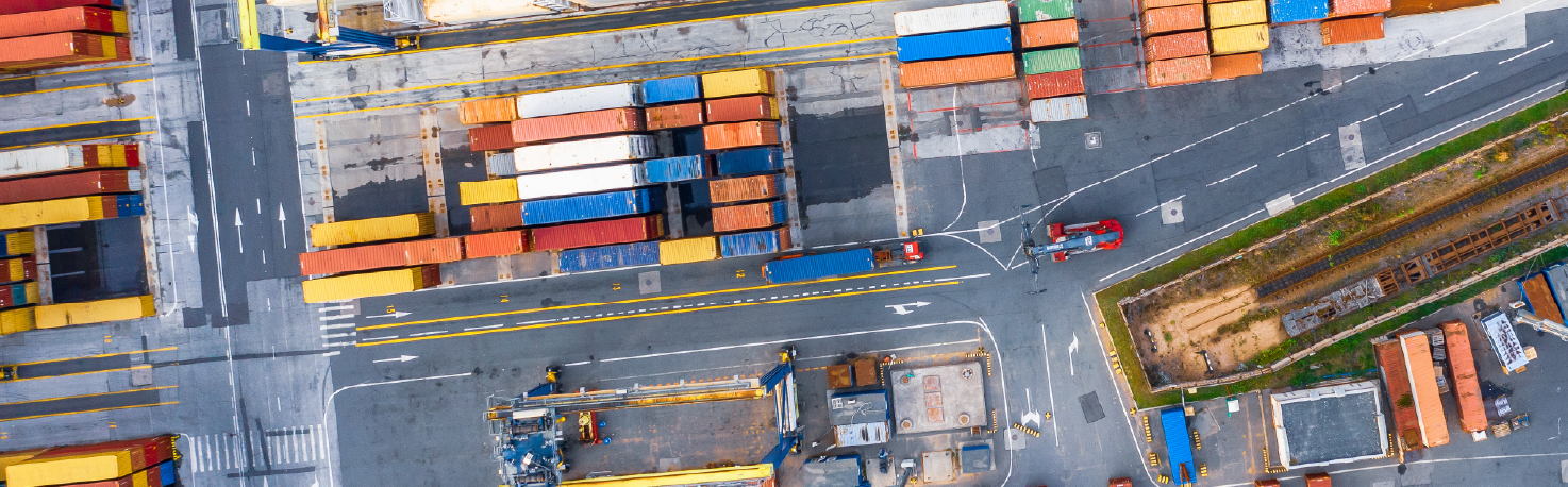 Arial view of shipping yard