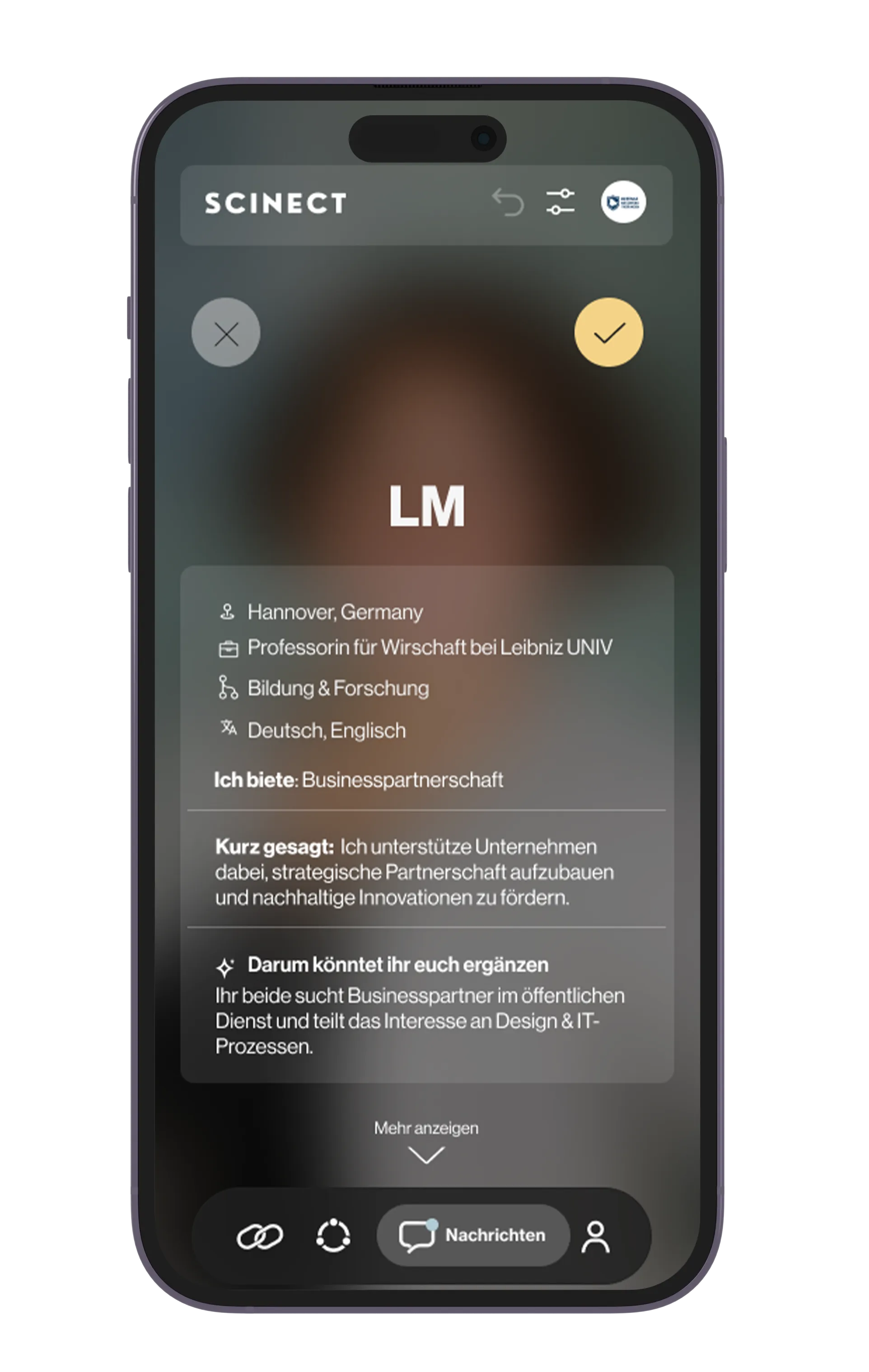 SCINECT. AI App Mockup New COnnection