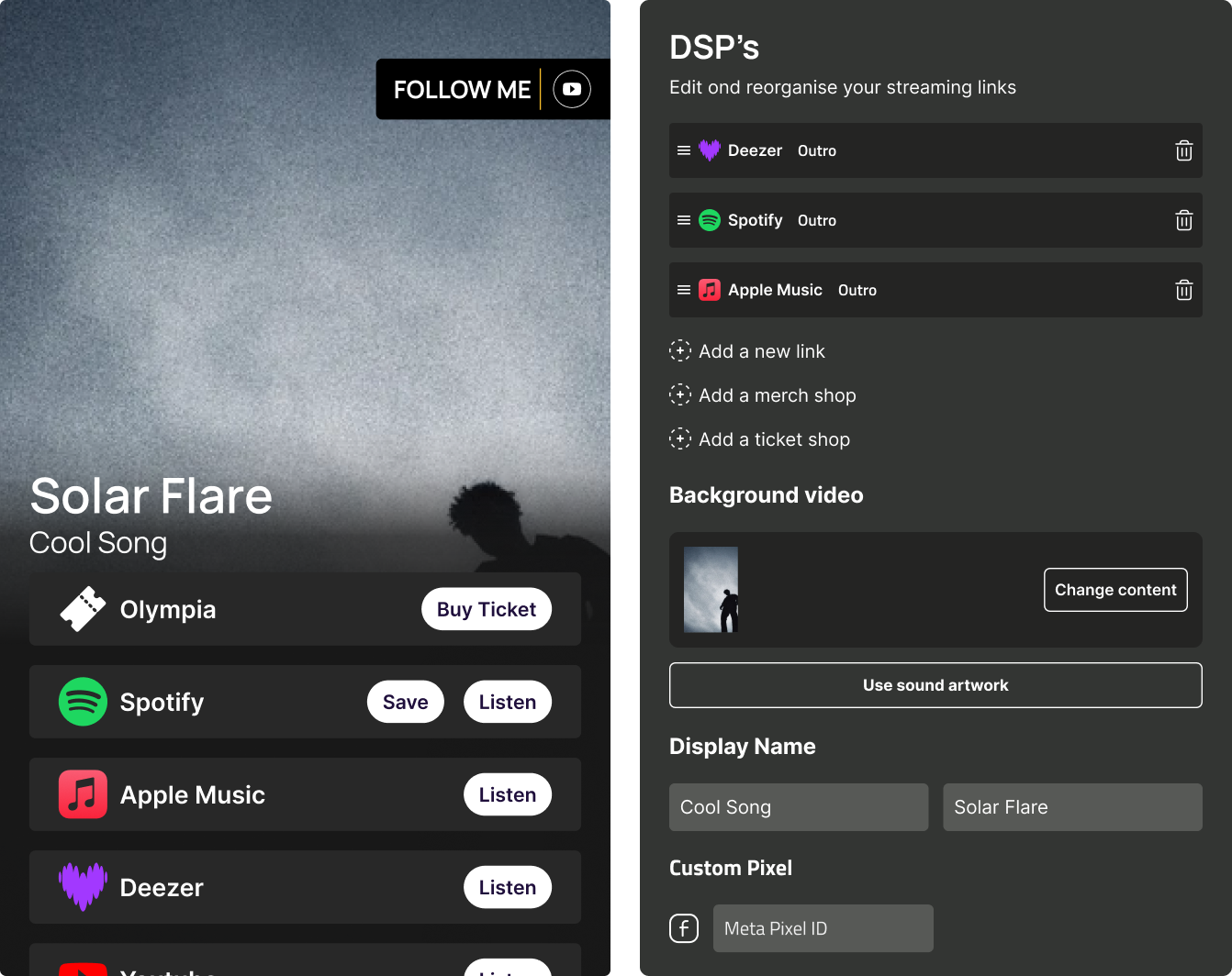 Customise your fanlink in a few clicks