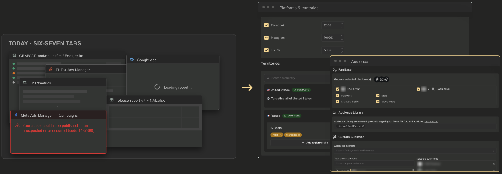 Today vs Ctrl+Reach platform mockup