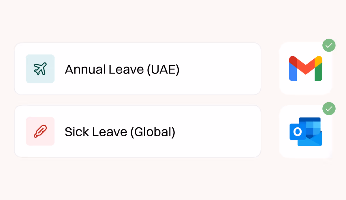 sync different types of leave with Google and outlook