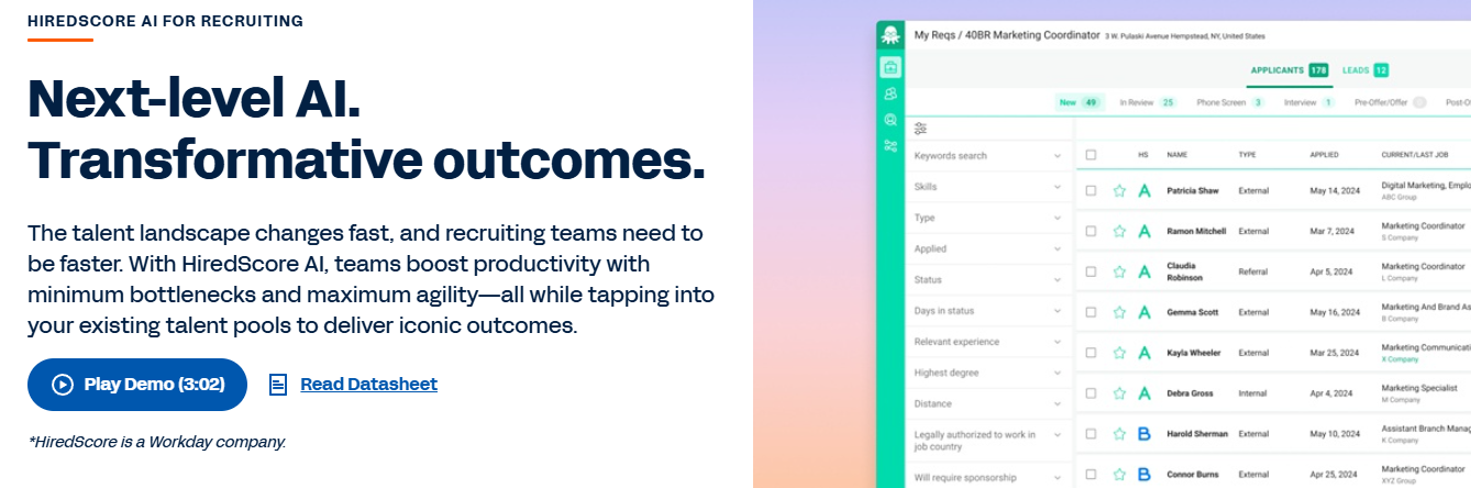 hired score - AI Tools for HR 