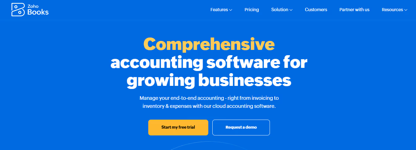 zoho books - Best Accounting Software In the UAE