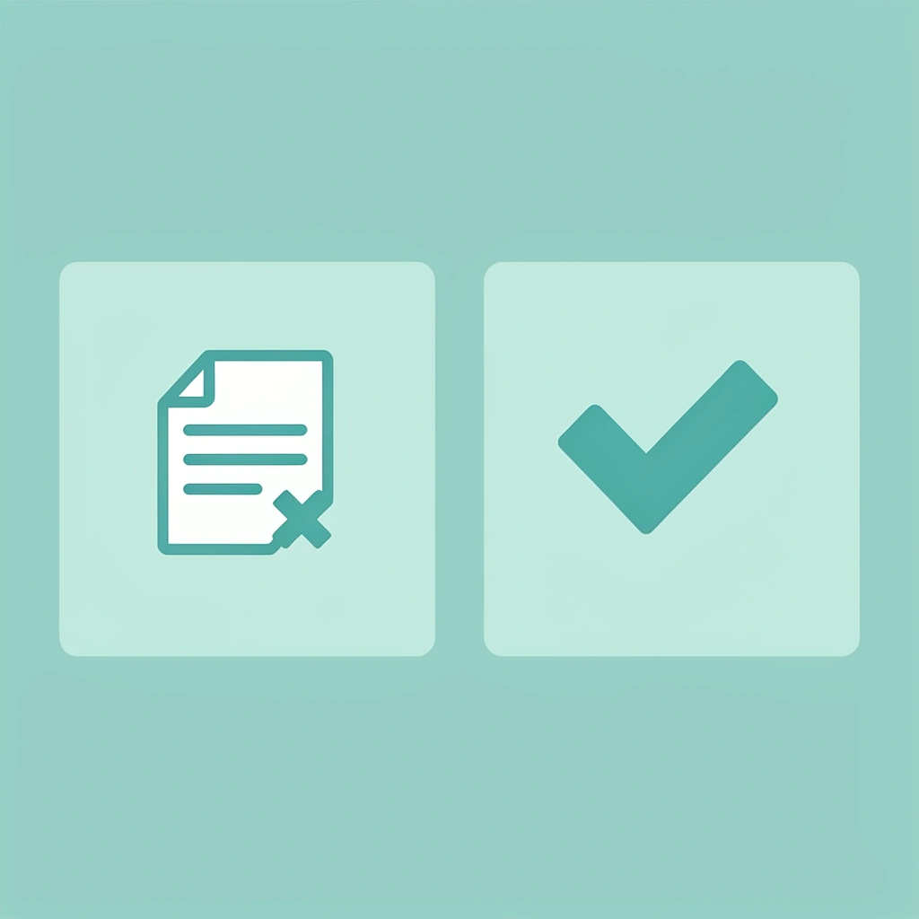 Before and after comparison showing incomplete documentation causing delays versus complete documentation enabling approval