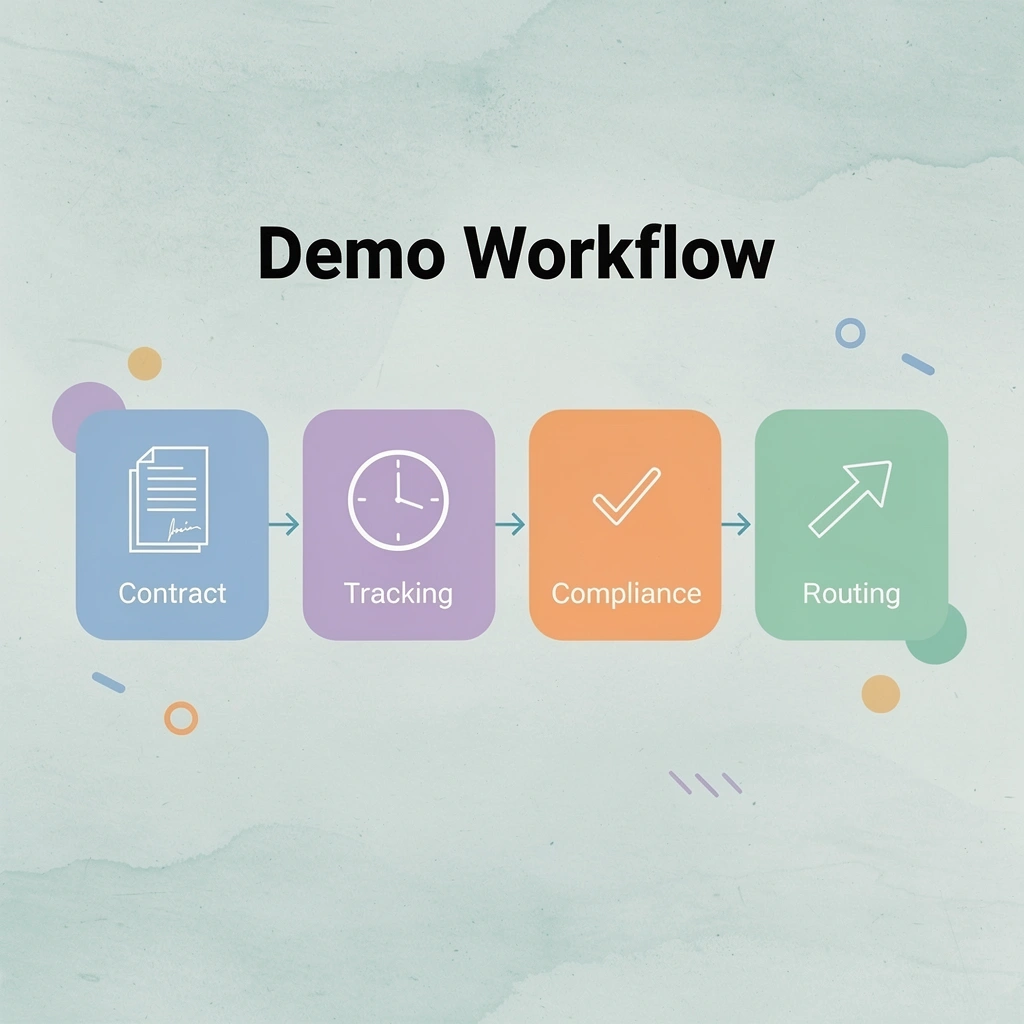 Process flow showing demo workflow from contract to routing
