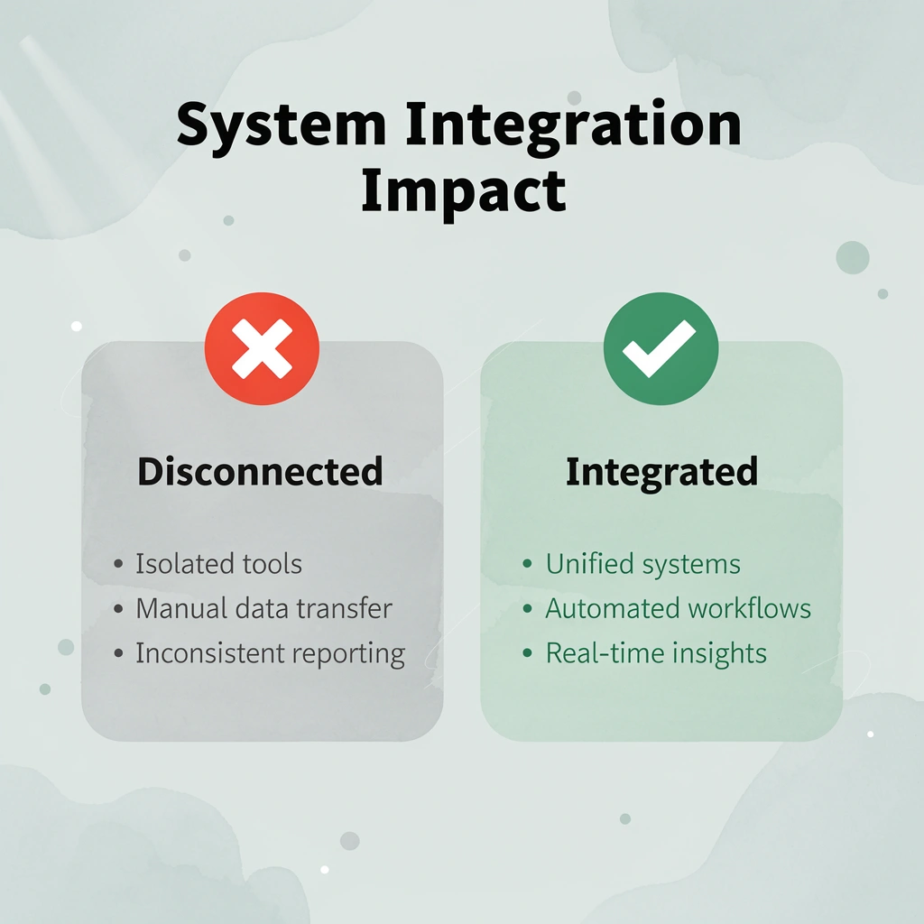 Before and after comparison of system integration