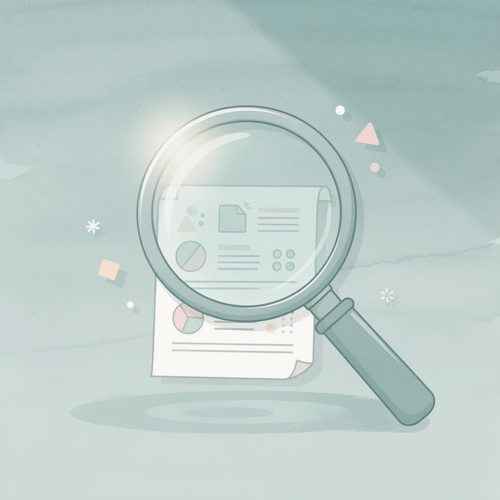 Magnifying glass examining data to reveal hidden discrepancies