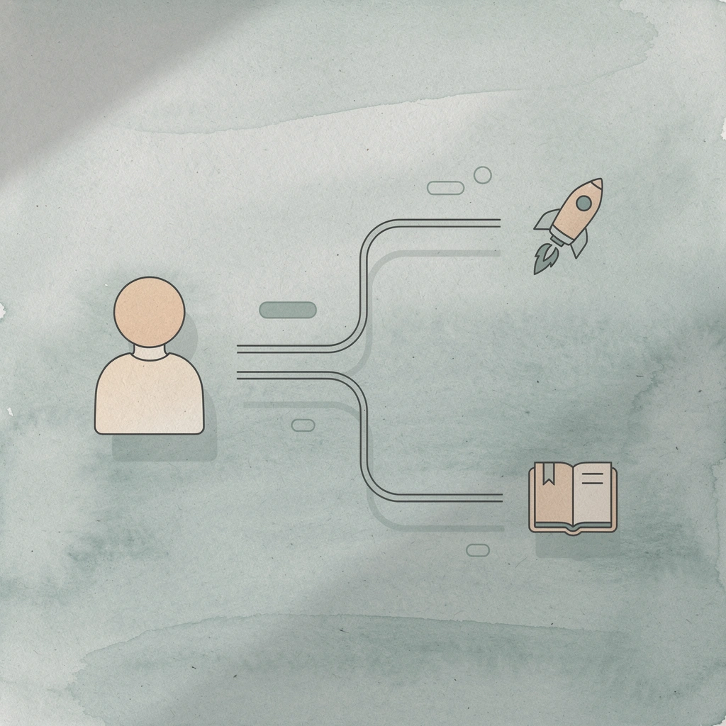 Icon showing job posting splitting into two different outcome paths