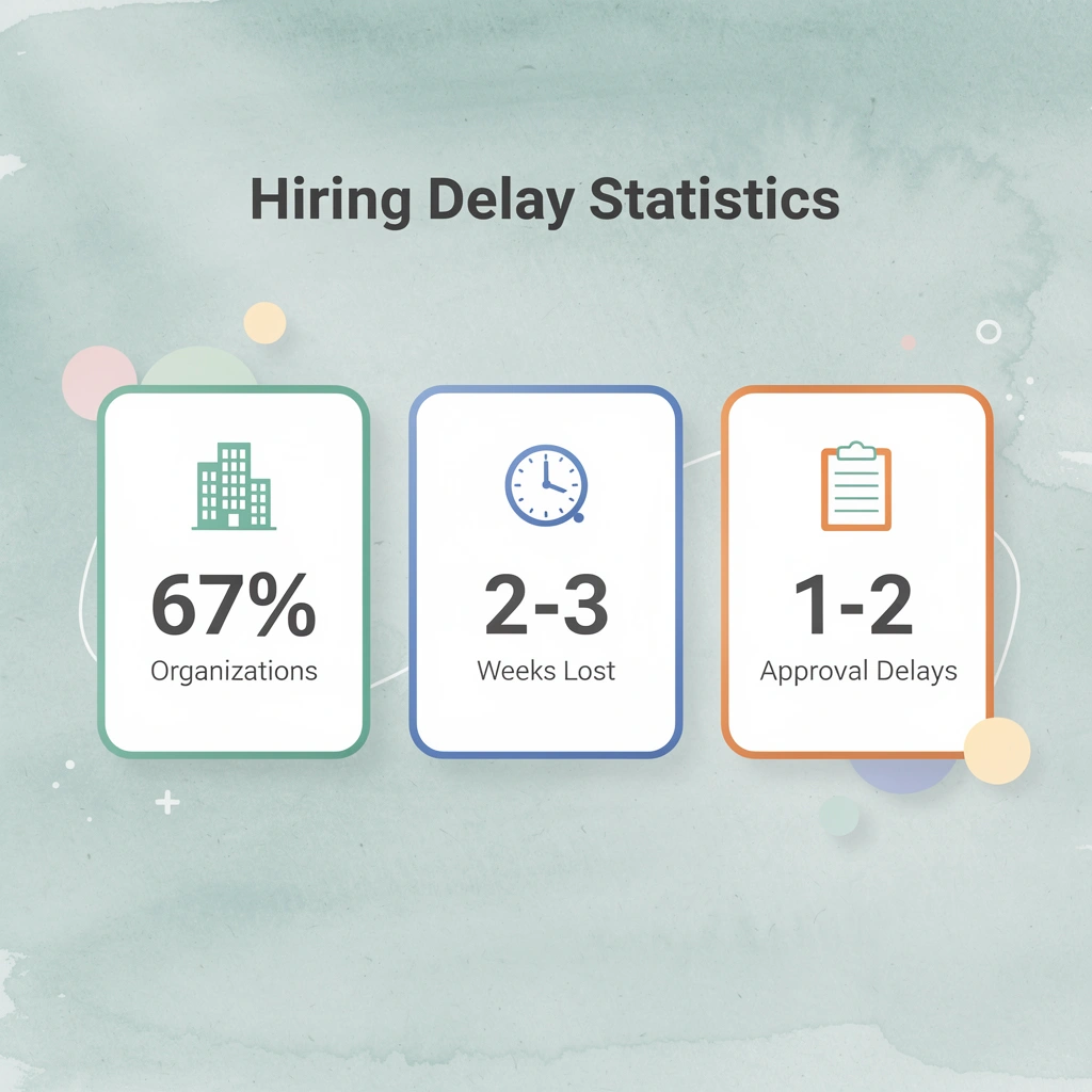 Statistics showing hiring delay metrics and organizational impact