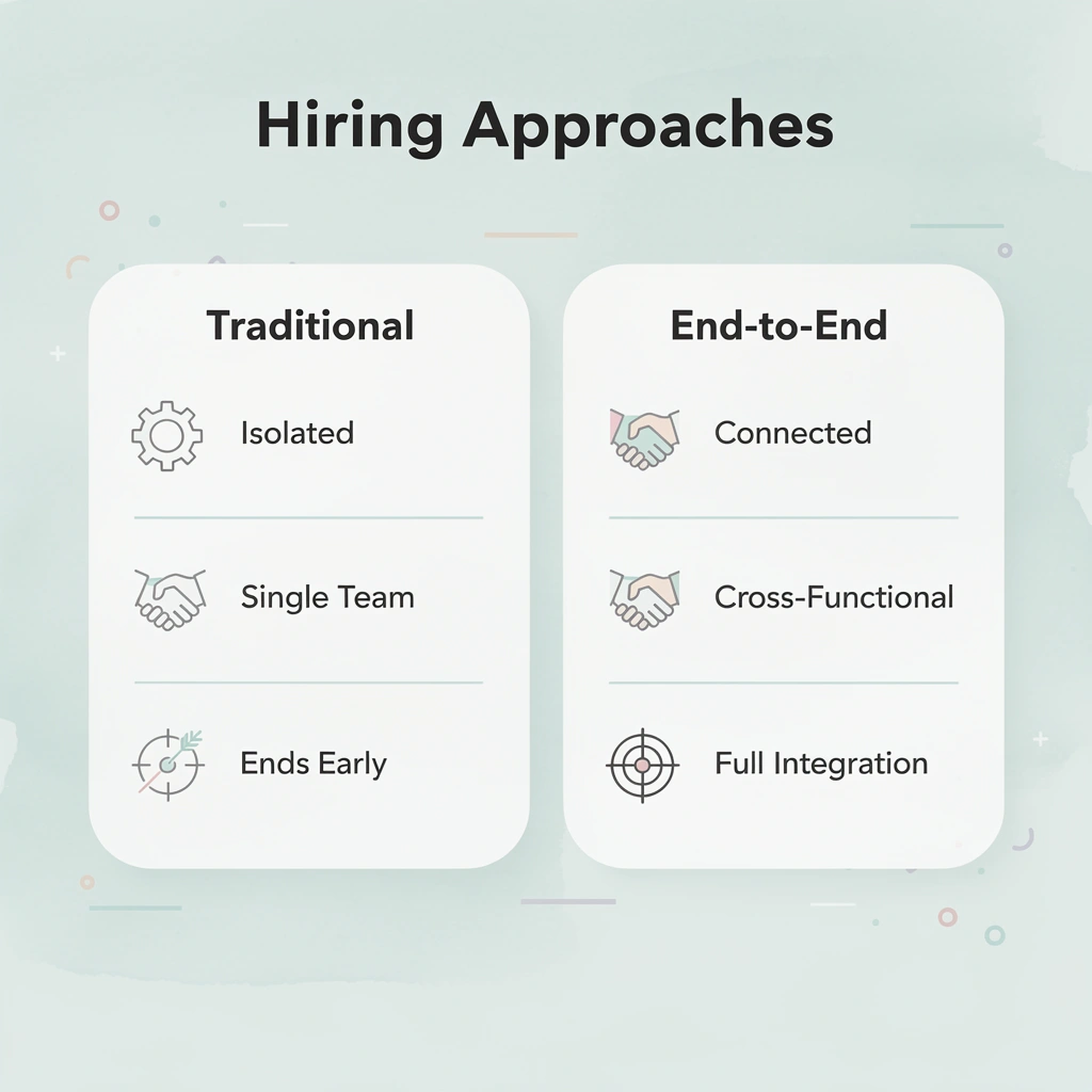 Comparison between traditional and end-to-end hiring approaches