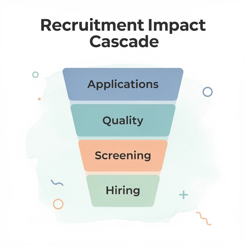 Funnel diagram showing how job descriptions impact the entire recruitment process
