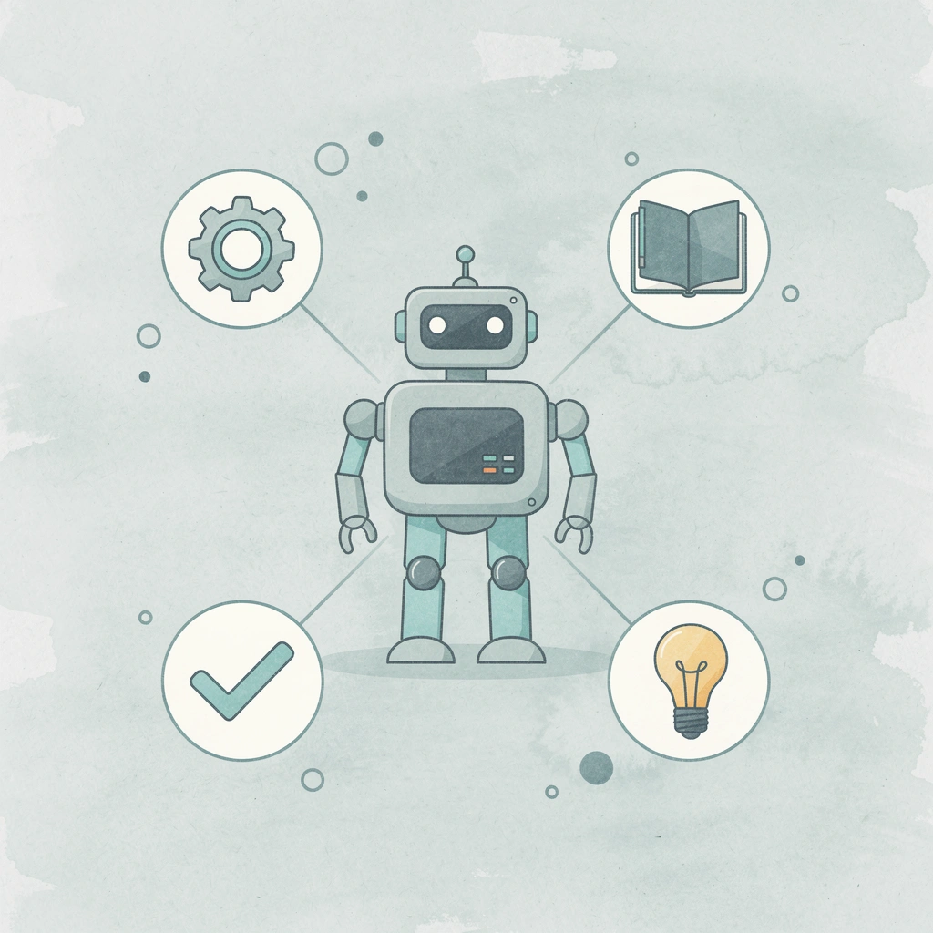 Hub diagram showing AI at center connected to recruitment tools