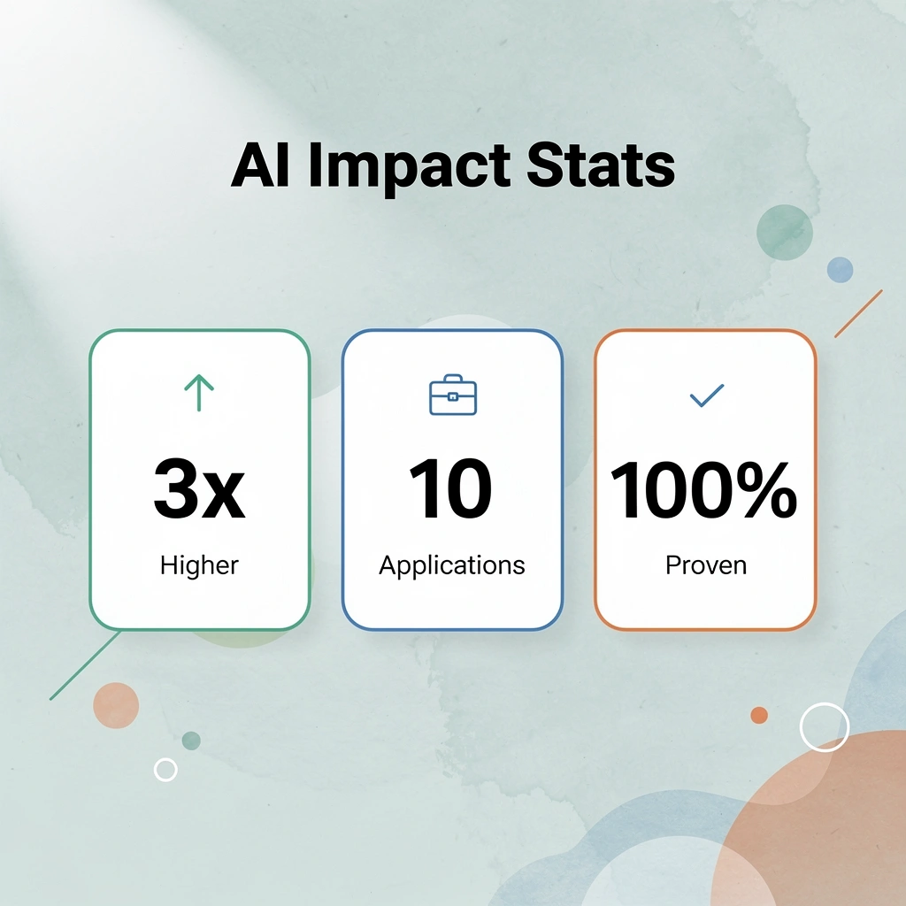 Statistics showing 3x higher adoption rates, 10 practical applications, and 100% proven use cases