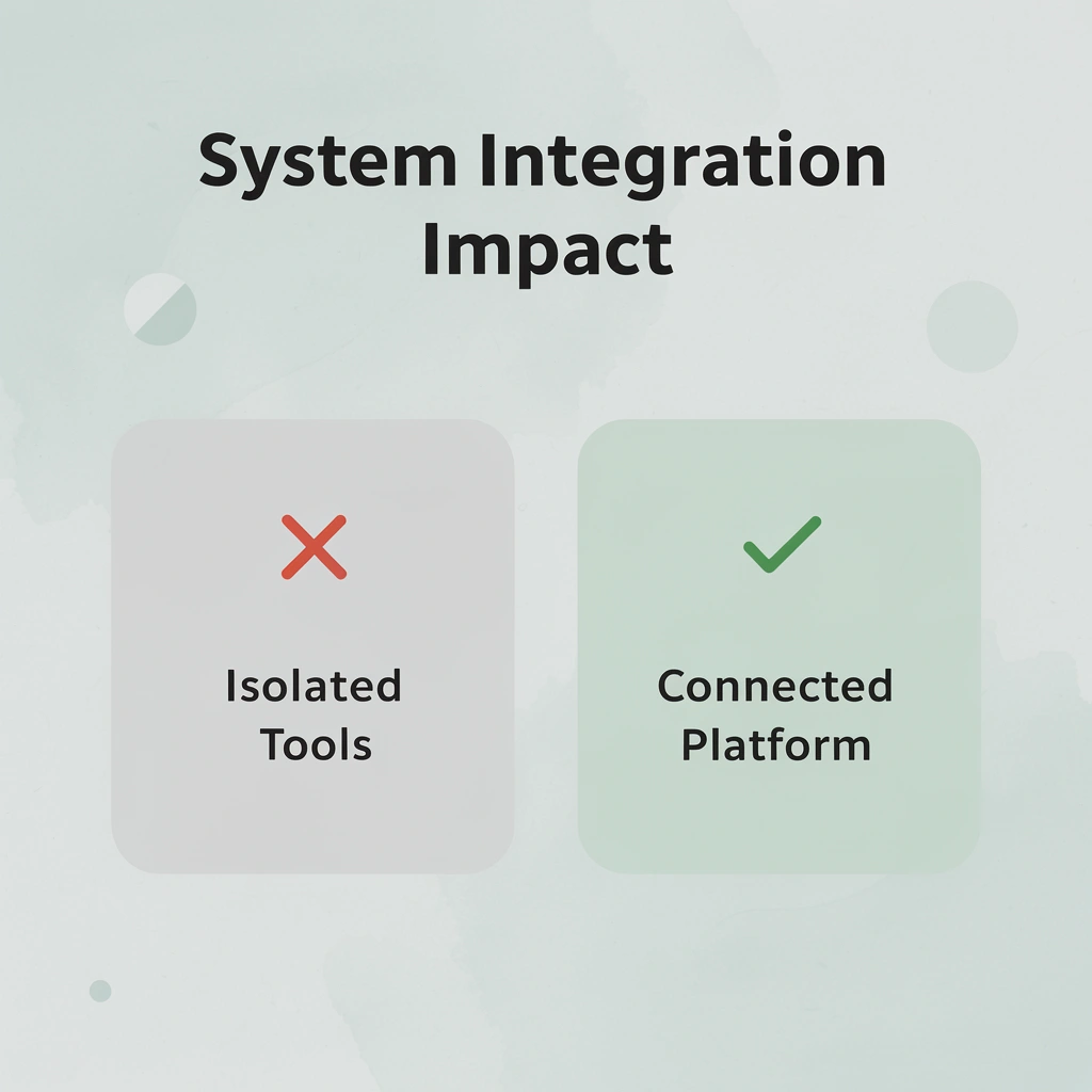 Before and after comparison of isolated tools versus connected platform