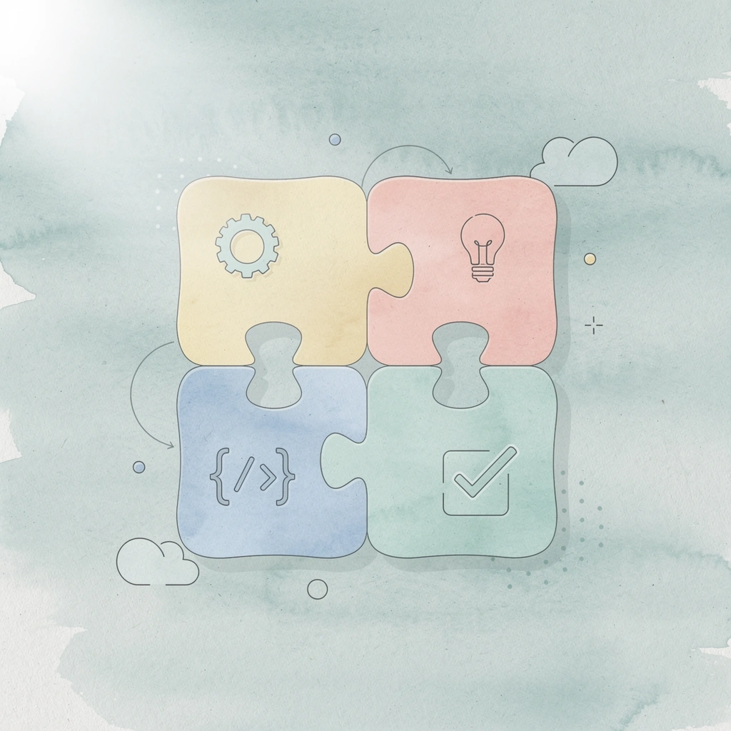 Puzzle pieces connecting to represent seamless workflow integration