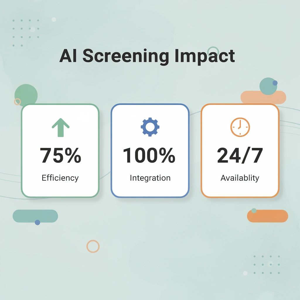 Statistics showing AI screening tool benefits and metrics