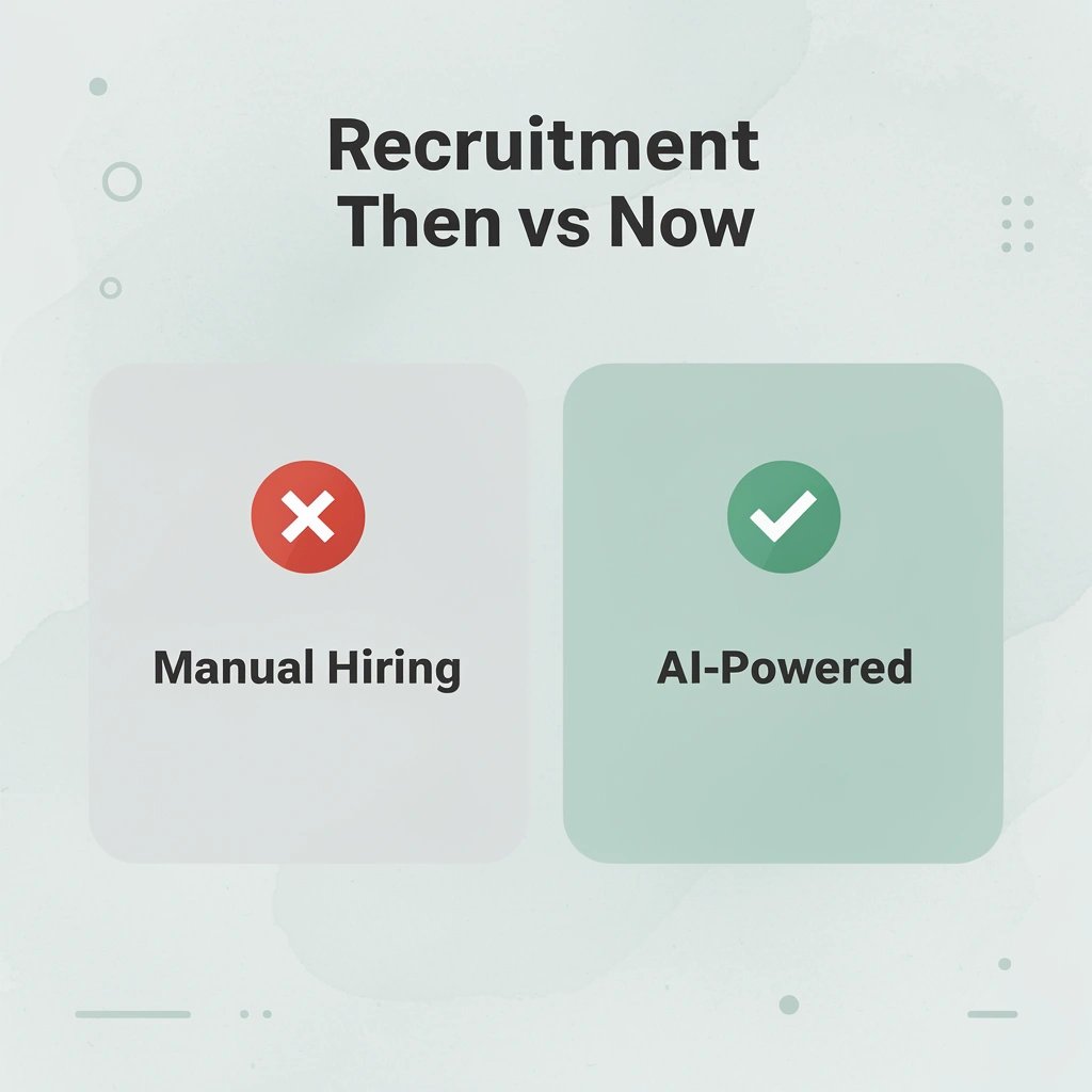 Before and after infographic comparing manual and AI-driven recruitment