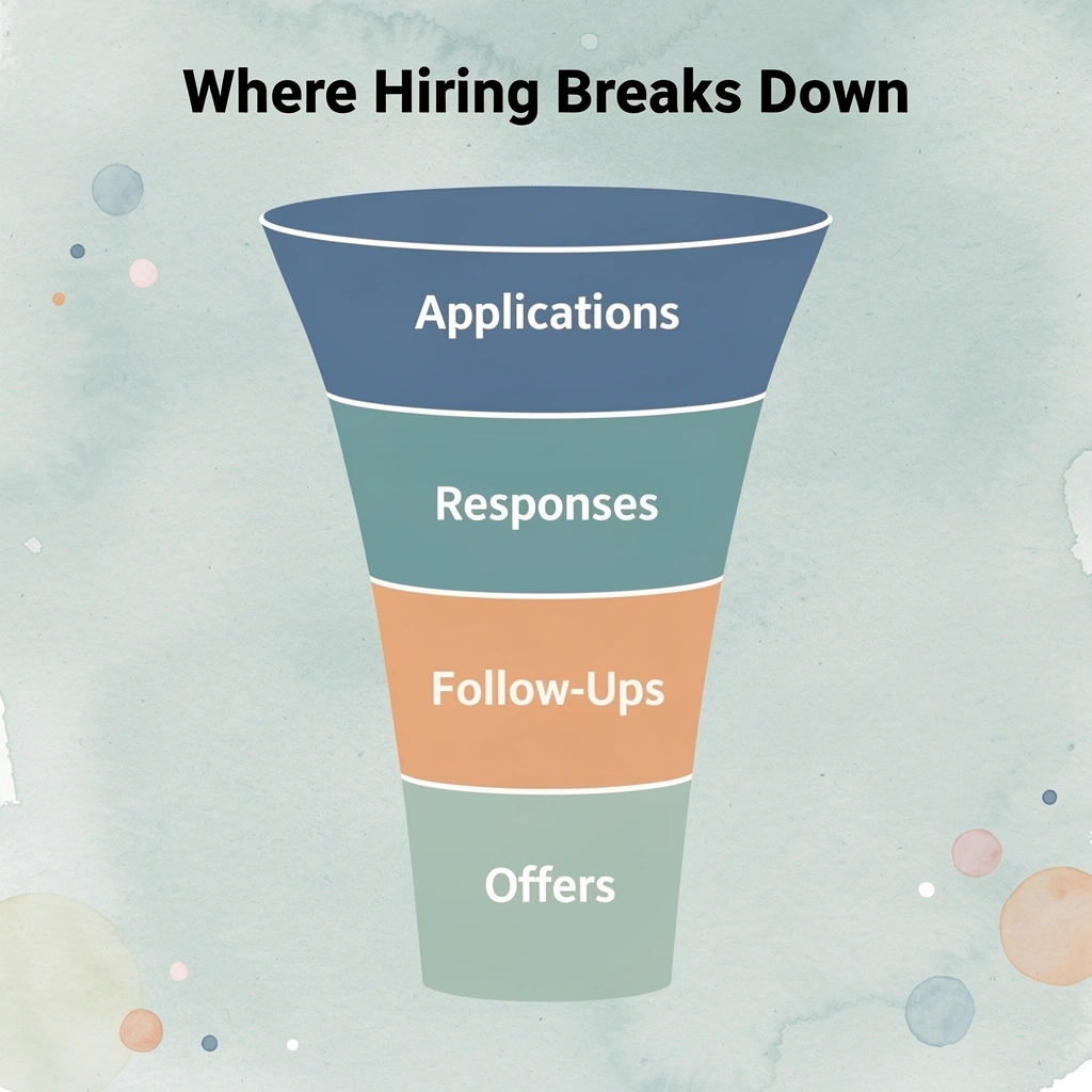 Funnel infographic showing where candidates drop off in the recruitment process