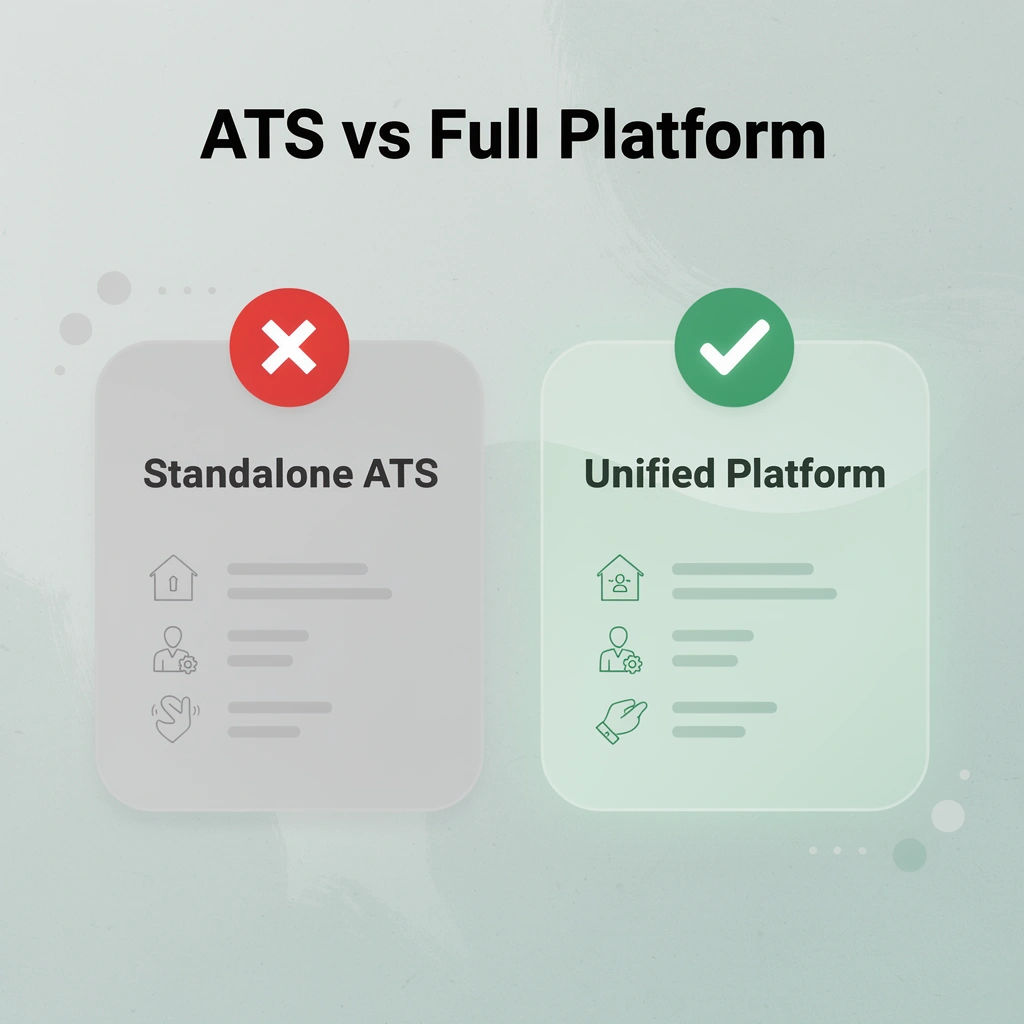 Before and after comparison of standalone ATS versus unified workforce platform