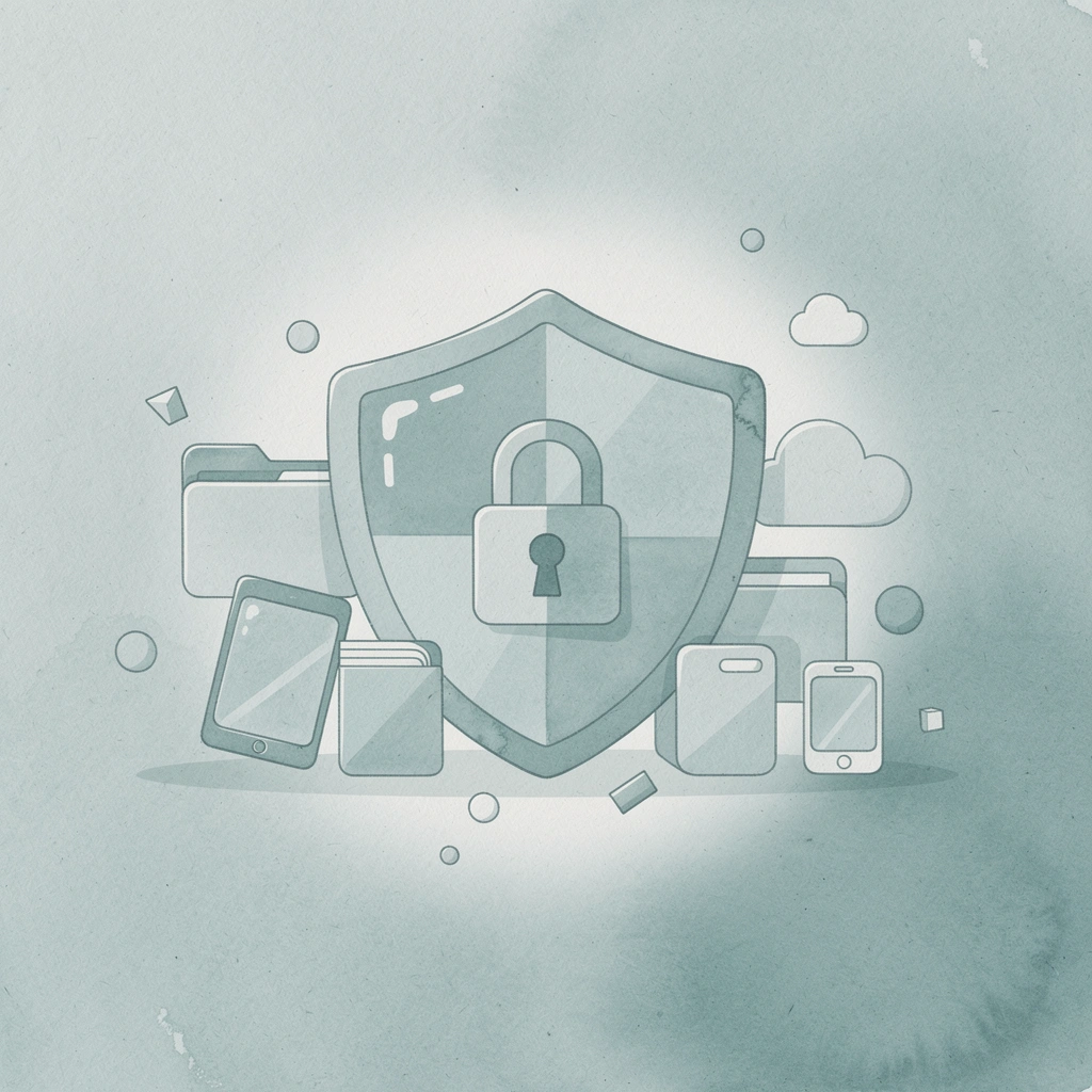 Shield protecting a chain of hiring process elements representing legal compliance in MENA screening