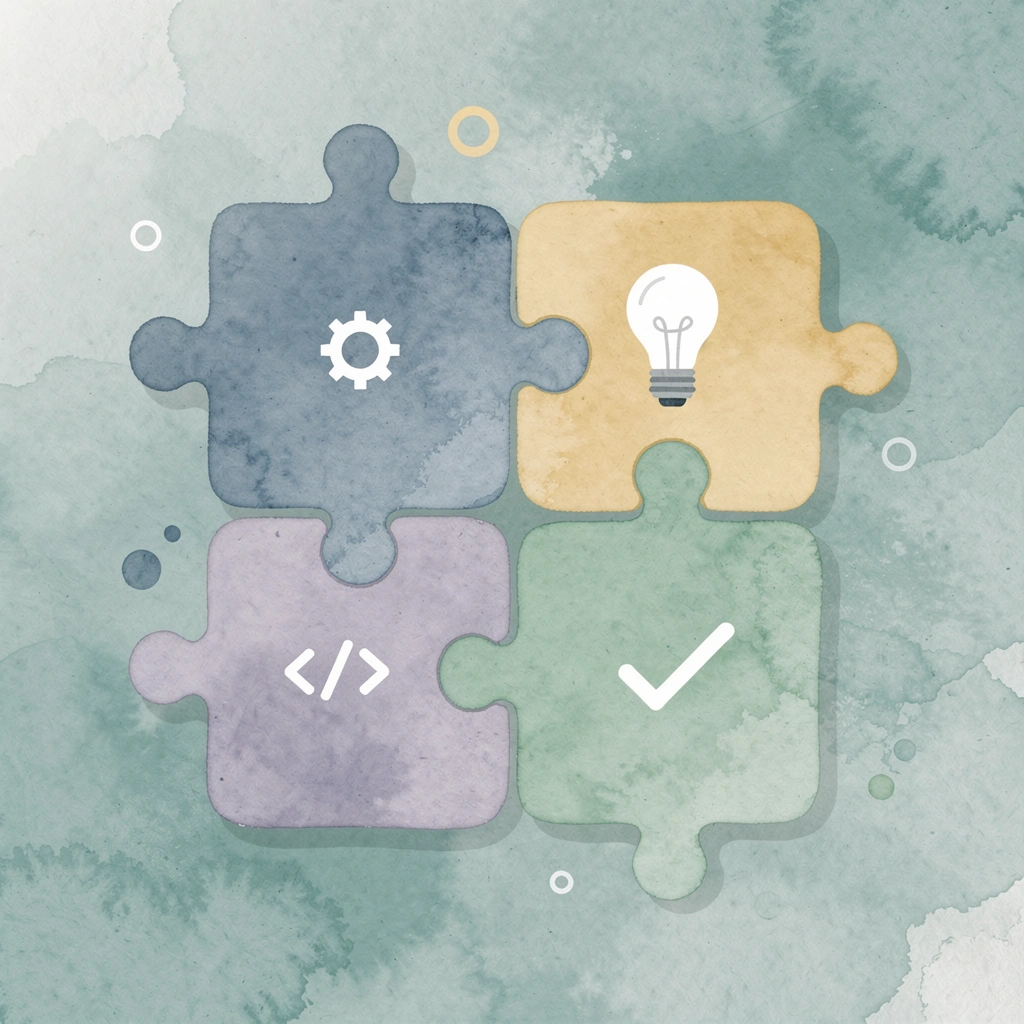 Scene illustration of puzzle pieces connecting to represent a unified candidate screening and hiring process