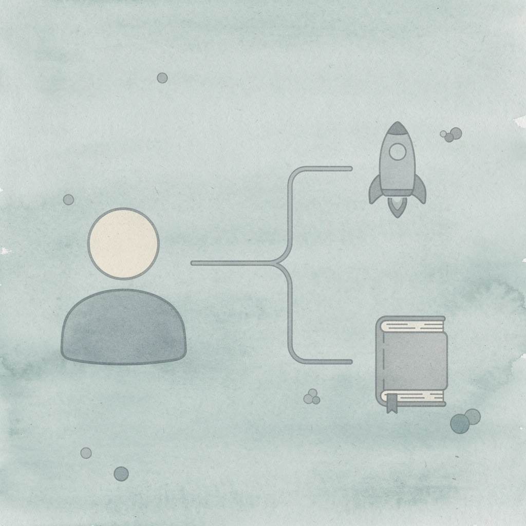 Icon showing flawed instructions splitting into negative outcomes