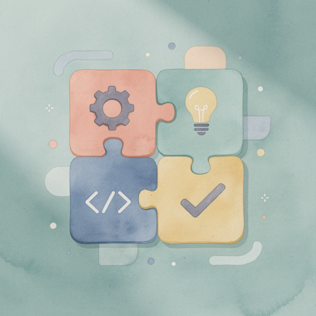 Scene illustration of puzzle pieces connecting to represent a unified candidate assessment process