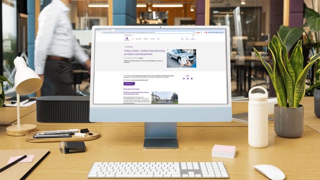Een overzichtelijke landingspagina van Proximus met een thematische focus op mobiliteit en publieke dienstverlening.