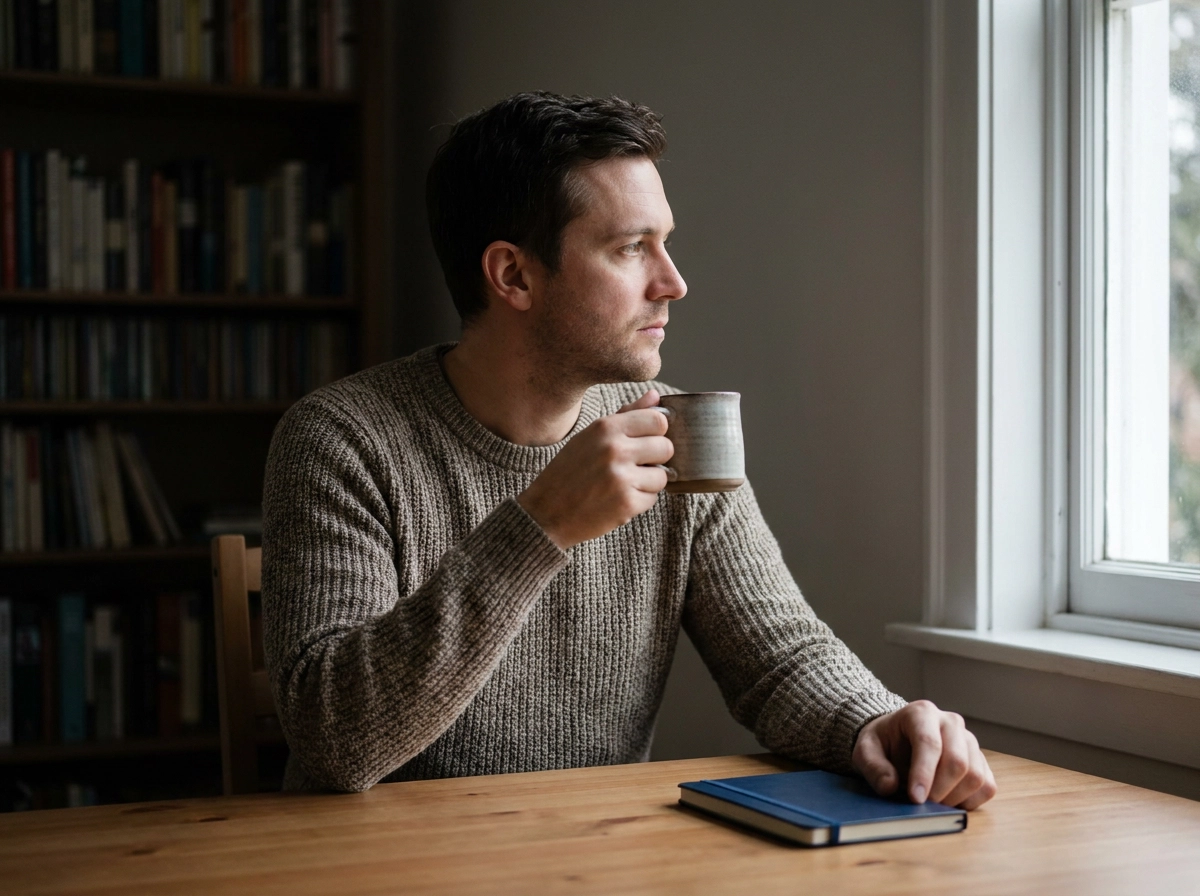 Man kijkt met een kop koffie uit het raam: B2B-beslissers beslissen op gevoel