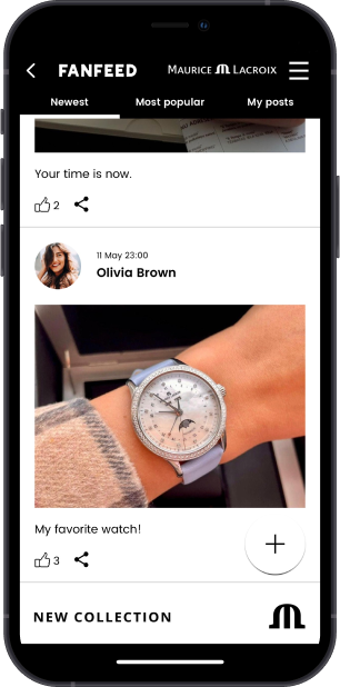 Image on an iphone showing the fanfeed